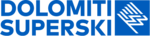 Logo von Dolomiti Superski mit blauem Schriftzug und Symbol